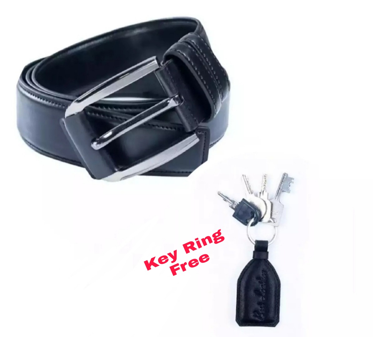 Picture of Black Leather Formal Belt For Artificial Leather new collection brown Belt For Men 2024 (Key Ring FREE)