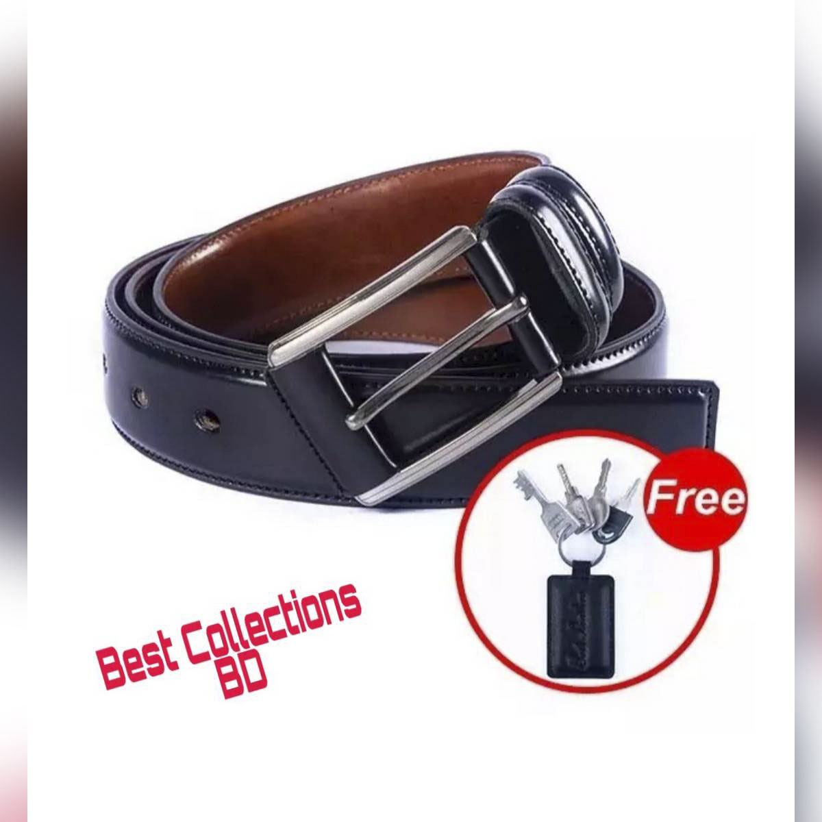 Picture of Black Leather Formal Belt For Artificial Leather new collection brown Belt For Men 2024 (Leather Key Ring FREE)