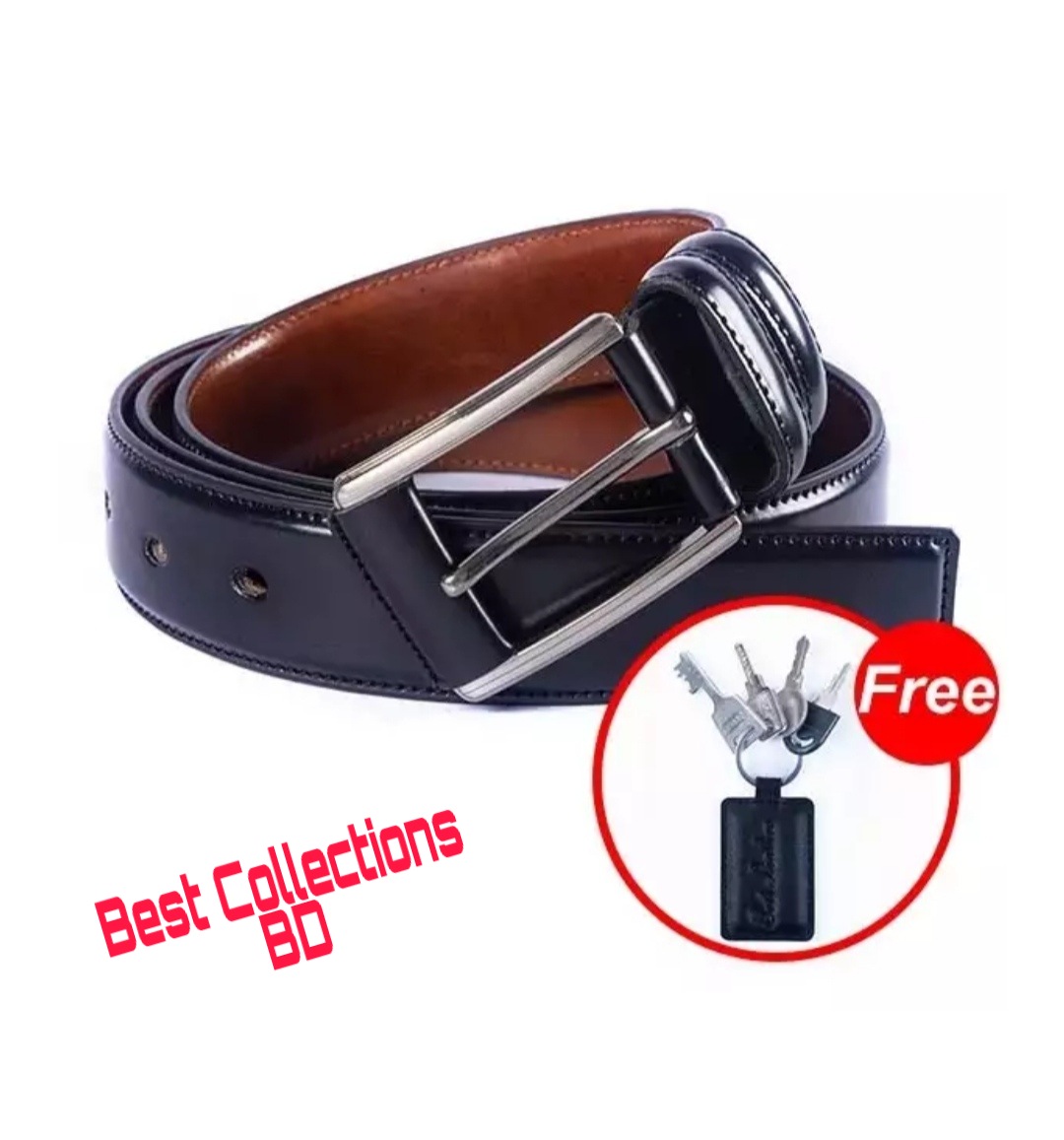 Picture of Black Leather Formal Belt For Artificial Leather new collection brown Belt For Men 2024 (Leather Key Ring FREE)