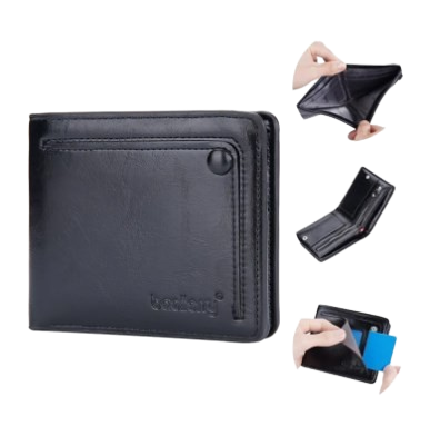 Picture of short Wallet Purse for Men Pu Leather Fashion Card Holder Clip Zipper Blocking Man Wallets