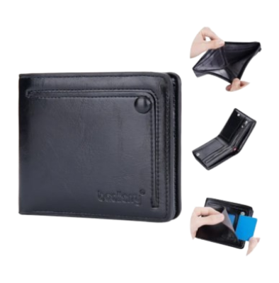 Picture of short Wallet Purse for Men Pu Leather Fashion Card Holder Clip Zipper Blocking Man Wallets