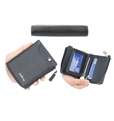 Picture of short Wallet Purse for Men Pu Leather Fashion Card Holder Clip Zipper Blocking Man Wallets