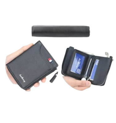 Picture of short Wallet Purse for Men Pu Leather Fashion Card Holder Clip Zipper Blocking Man Wallets