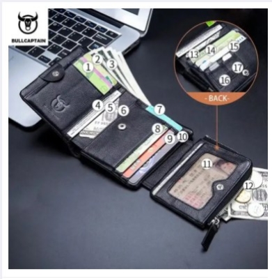 Picture of Billfold Zipper Card Purse Designer Luxury Businessman Short Smart Slim RFID Cow Leather Men Wallets