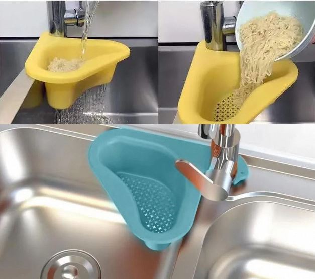Picture of Kitchen Sink Strainer Leftover Drain Basket Soup Garbage Filter Multifunctional Hanging Fruit Vegetable Drainer Rack Gadgets