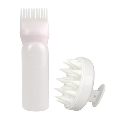 Picture of 2pcs/Set Silicone Hair Comb with Root Comb Applicator Bottle Set Hair Oil Applicator Shampoo Brush Tint Salon Hair Styling Tools
