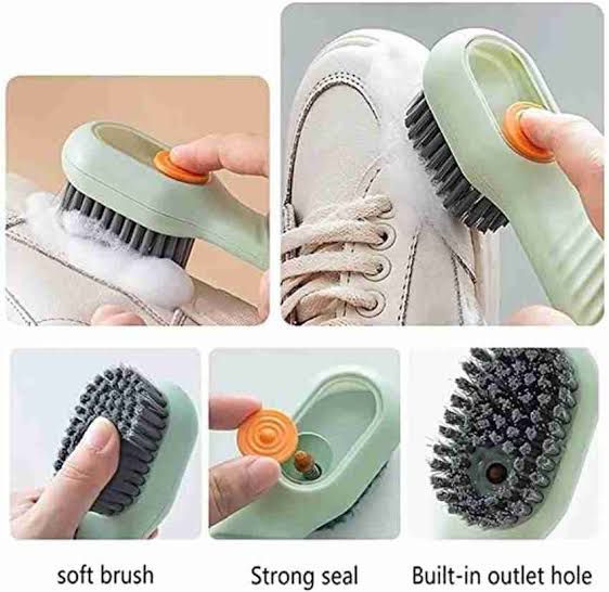 Picture of 1Pcs Multifunction Cleaning Shoe Brush Soft Automatic Liquid Shoe Brush Long Handle Clothes Soap Brush with Hook Clean Tools