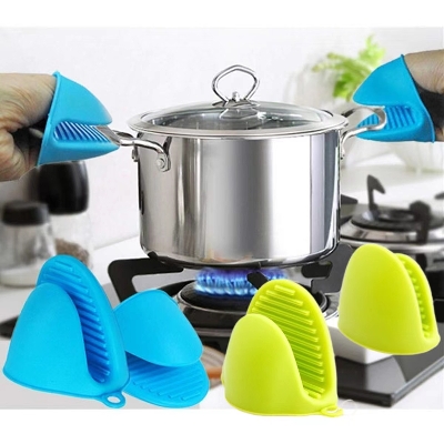 Picture of 2PC Grip Oven Pot Holder – Non-slip Heat Resistant Silicone Mitts for Baking, BBQ & Cooking (Multicolor)