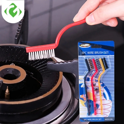 Picture of 3Pcs Kitchen Gas Stove Cleaning Brush Household Gap Brush Wire Brush Decontamination Tool Practical Kitchen Accessories