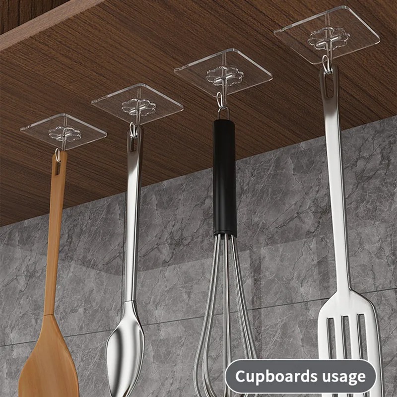 Picture of 10pcs Transparent Adhesive Hook Non-Slip And Non-Trace Design Bathroom Kitchen Wall Multi-Functional Use