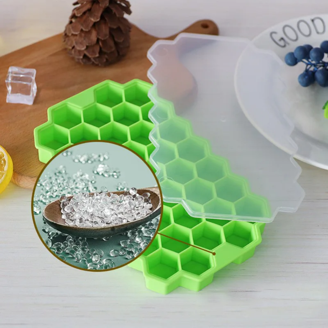 Picture of 37 Cavity Creative Honeycomb Ice Cube Tray Reusable Silicone Ice Mold Ice cube Maker BPA Free Ice Mould with Removable Lids