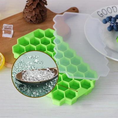 Picture of 37 Cavity Creative Honeycomb Ice Cube Tray Reusable Silicone Ice Mold Ice cube Maker BPA Free Ice Mould with Removable Lids