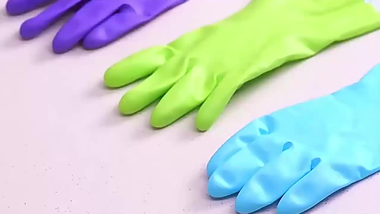 Picture of High Quality Multicolor Silicone Kitchen Hand Gloves for Dish Washing - 1 Pair