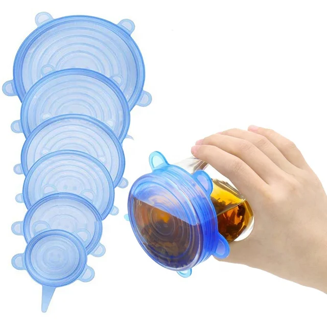 Picture of 6-Piece Food Silicone Cover Universal Lids Set - Reusable Stretch Lids For Your Cookware And Bowls