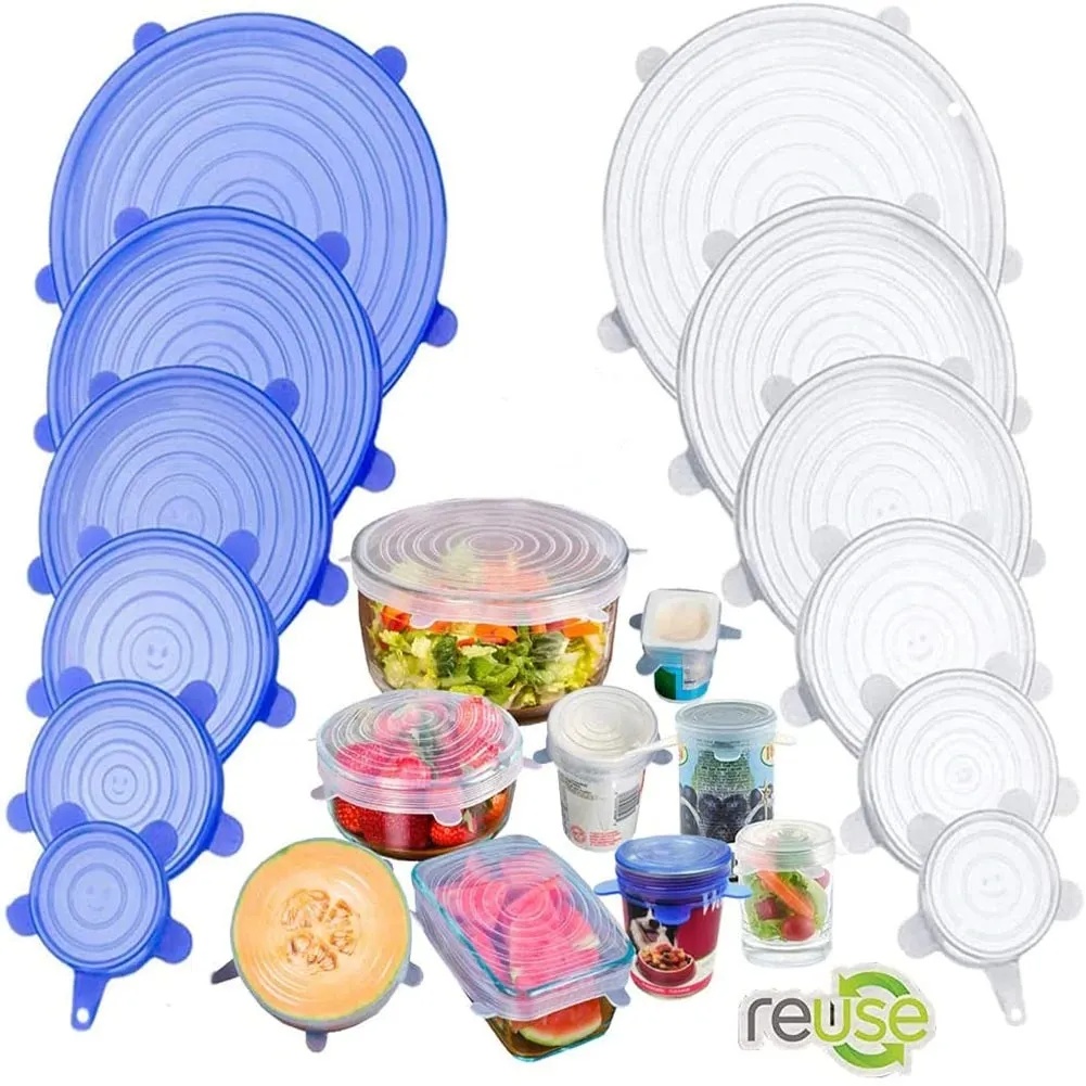 Picture of Kitchen Reusable Silicone Stretch Seal Lid Preservation Vacuum Food Storage Bowl Cover 6 Pcs Set