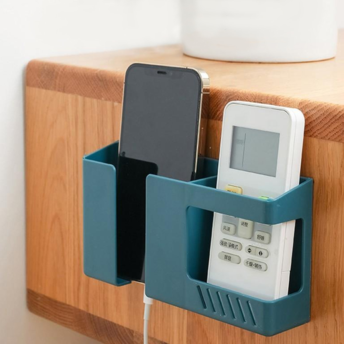 Picture of Wall Mounted 2-in-1 Mobile Phone Charging Stand and Multipurpose Storage Holder Bracket