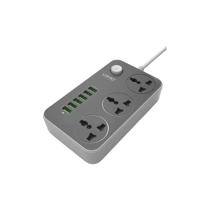 Picture of LDNIO SC-3604 Hybrid 3.4A 6 USB Charger and 3 Electrical Socket Fast Charging Smart Power Strip [ 6 USB Charger 3 Universal Power Plug (EU/UK/US/AU)]