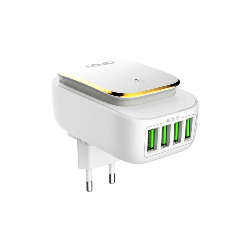 Picture of Universal LDNIO A4405 Fast Charge 4 USB Port Touch Lamp 4.4 A Auto ID With USB Cable And Extra EU Plug