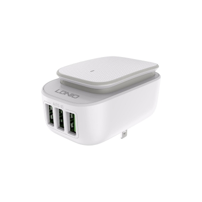 Picture of For Iphone Ldnio A3305 Fast Charge 3 Usb Port 3.4 A (Auto Id) With A Lightning Usb Cable And Extra Eu Plug Charger