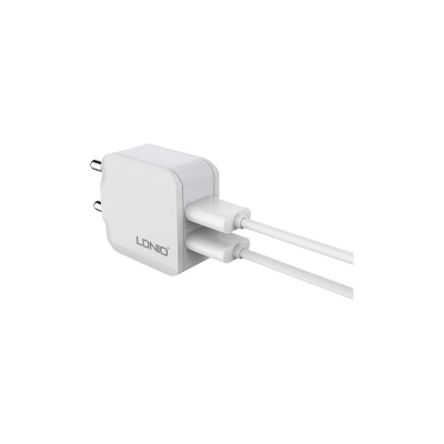 Picture of For Universal LDNIO A2201 Travel Mobile Phone Fast Charger 2.4A Dual USB Ports (Auto ID) EU Plug Charger with Micro USB Cable