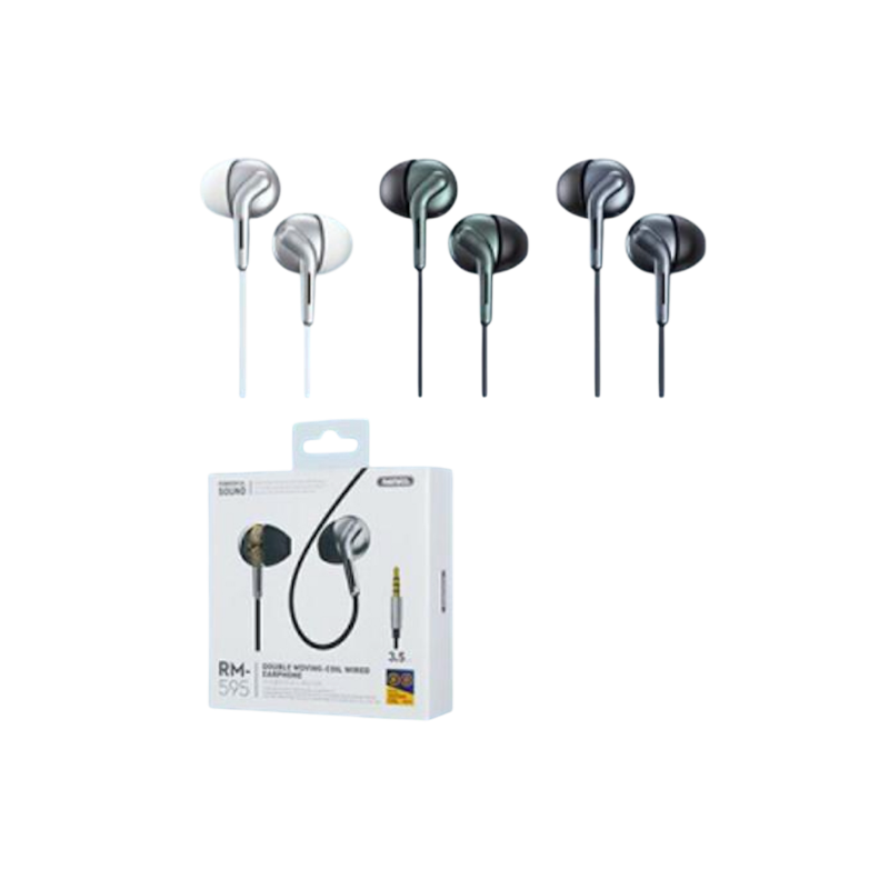 Picture of Remax RM-595 Double Moving Coil Semi-In-Ear Wired Headset with Mic HiFi Music Noise Reduction Headset