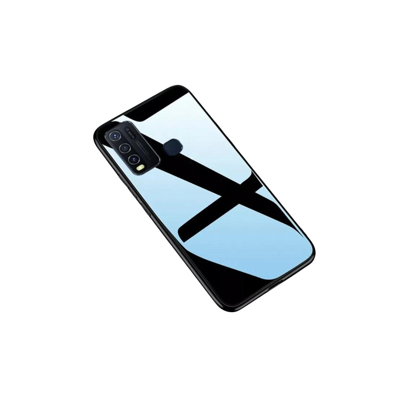 Picture of For Vivo Y50 (Hongkong Design) Tempered Glass Case With Soft Tpu Frame Shockproof Phone Cover Phone Back Cover