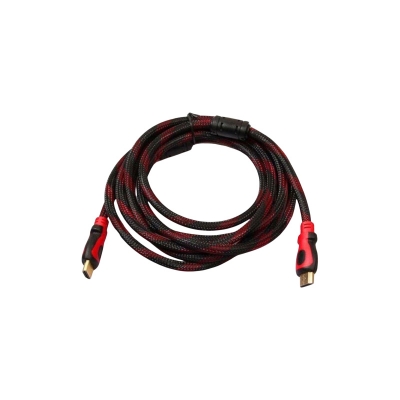 Picture of HDMI Cable High_Speed HDMI Cable Gold Plated Connection HDMI to HDMI Cable with Red, Black Mesh 1080P 3 Meter Braided HDMI Cable