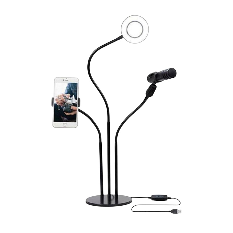 Picture of Desktop Stand 4 in 1 Professional Live Stream Selfie Ring Light with Cellphone Holder Stand, Mobile Phone Camera Flash Led Light, Smartphone Holder with Stand, Live Streaming Accessories for Laptop, Live Stream, Makeup, Vlog, Photography & Videos