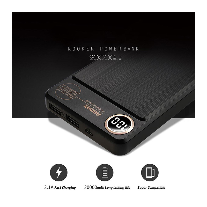 Picture of REMAX RPP-59 (Org) Power Bank 20000mAh Kooker Series Dual USB Fast Polymer Battery External Battery Charger Mobile Phone Portable Charging Power Bank with LED Display