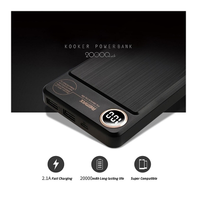 Picture of REMAX RPP-59 (Org) Power Bank 20000mAh Kooker Series Dual USB Fast Polymer Battery External Battery Charger Mobile Phone Portable Charging Power Bank with LED Display