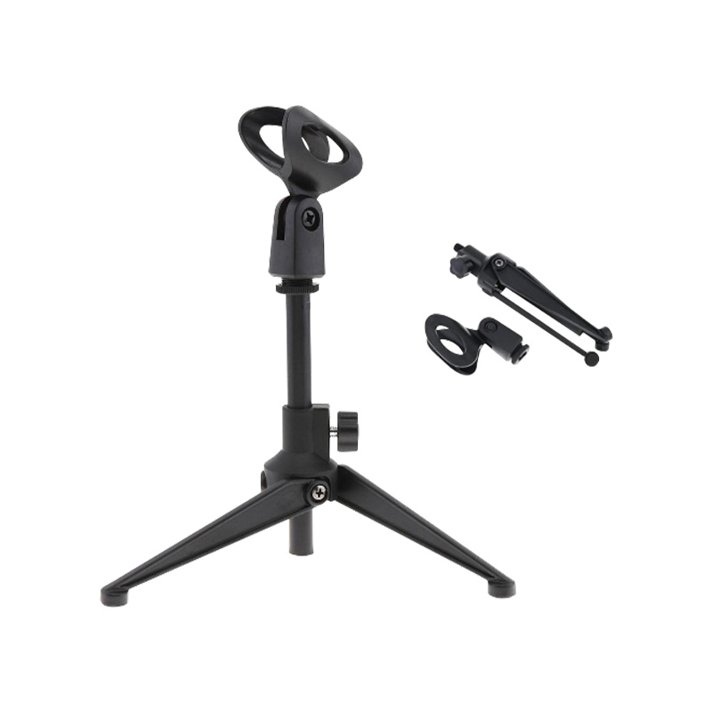 Picture of Foldable Desk Table Microphone Clip Stand Table Mic Tripod Adjustable Holder Strong Stable Microphone Tripod Holders with Clips