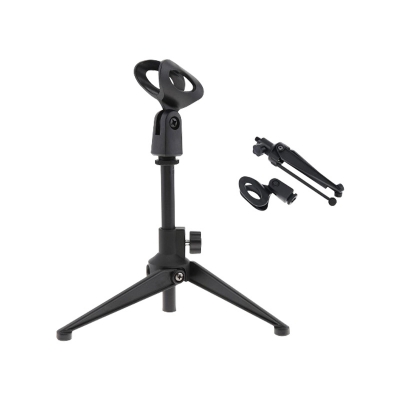 Picture of Foldable Desk Table Microphone Clip Stand Table Mic Tripod Adjustable Holder Strong Stable Microphone Tripod Holders with Clips