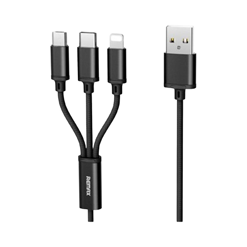 Picture of Remax RC-131TH 3in1 2.8A Fast Charging USB Data Cable Micro USB iPhone 8 Pins & Type-C