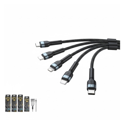 Picture of Remax RC-124th 3 in 1 Micro USB Type C Lightning Charger Cable For iPhone 12 Pro For Huawei P40 Pro 3.1A Mobile Phone Cable Fast Charging Cable Cord