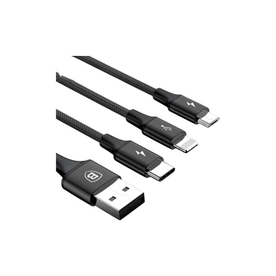 Picture of Baseus Rapid Series 3-in-1 Cable For Lightning + Type-C + Micro USB - Black