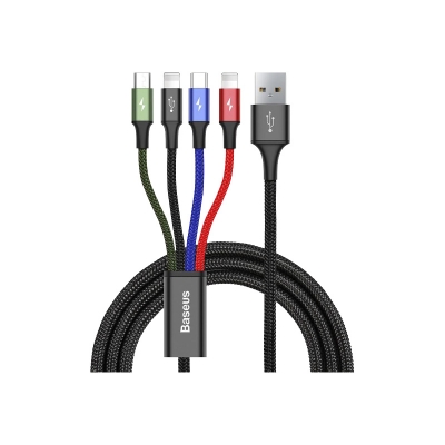 Picture of Baseus Rapid Series Fast 4-in-1 Cable For lightning 2+ Type-C + Micro USB 3.5A 1.2M 1.2 Meter Multicolour