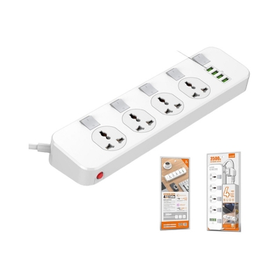 Picture of LDNIO SC4408 (ORG) Electrical Socket Smart Extension Multifunction Power Supply Strip Charger Adapter With 4 USB Port