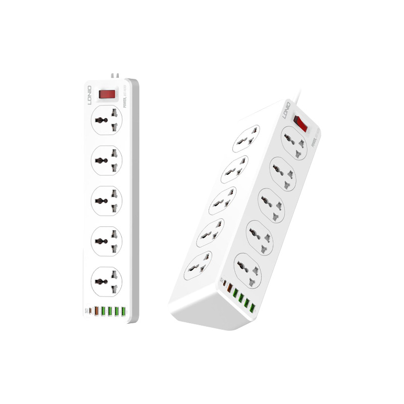 Picture of LDNIO SC10610 Extension Cord with 2500W 10 Sockets and 1 Type-C PD Plus QC3.0 Quick Charge 5 USB Ports Desktop USB Extension Home Charger with 2M EU Plug Power Cord SC10610 Socket Port Plugs