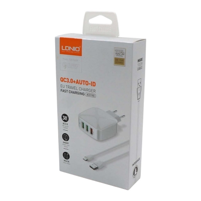 Picture of LDNIO A3310Q USB Wall Charger QC3.0 Travel Charger Multiple Port (3 USB Port) 5V EU Fast Charging For IPhone X Xs 11 Pro Huawei P30 P40 Pro MI10 Mi10 Note 9S