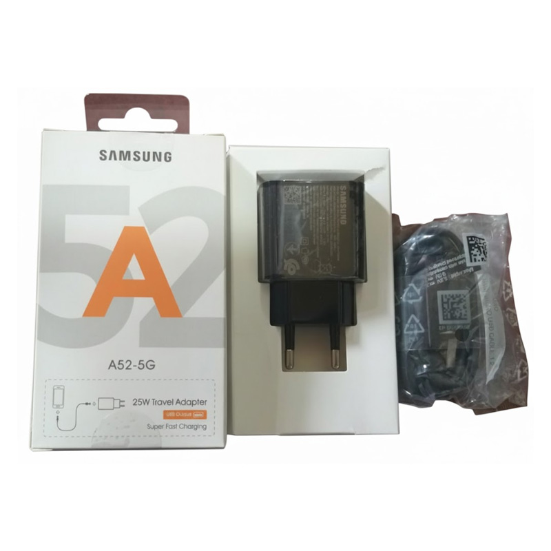 Picture of For Samsung A52 Fast Charger 25W EU Plug Power Adapter with USB Type-C Cable For Samsung Galaxy A52 A72 A32 M51 Charger with Type C Cable