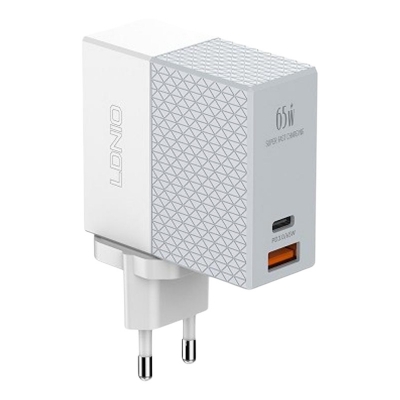 Picture of LDNIO A2620C Turbo Power Engine Mini Quick Charger 65W USB C Portable Fast Charging Universal Type C Notebook Wall Charger Laptop Adapter With Type-C Type-C PD Cable One Charger For All