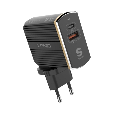 Picture of LDNIO A2502C 36W QUICK CHARGE QUALCOMM 3.0 + PD PROTOCAL 2 IN 1 DUAL FAST CHARGING CHARGER WITH 2 PORT (QC3.0 USB + TYPE-C PD) FREE USB TYPE C CABLE