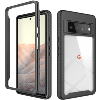 Picture of CoverON For Google Pixel 6 Phone Case, Military Grade Full Body Rugged Slim Fit Clear Cover - Black - Phone Back Cover