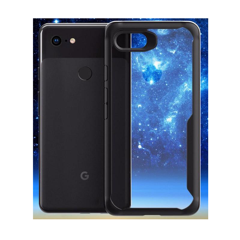 Picture of For Google Pixel 3XL Cover German Bayer Imported TPU Back Cover Shock Proof Anti Slip Black Bumper & Clear Transparent Back PC Soft TPU Back Cover Case