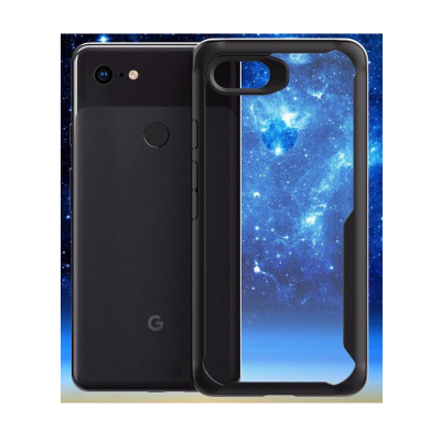 Picture of For Google Pixel 3XL Cover German Bayer Imported TPU Back Cover Shock Proof Anti Slip Black Bumper & Clear Transparent Back PC Soft TPU Back Cover Case
