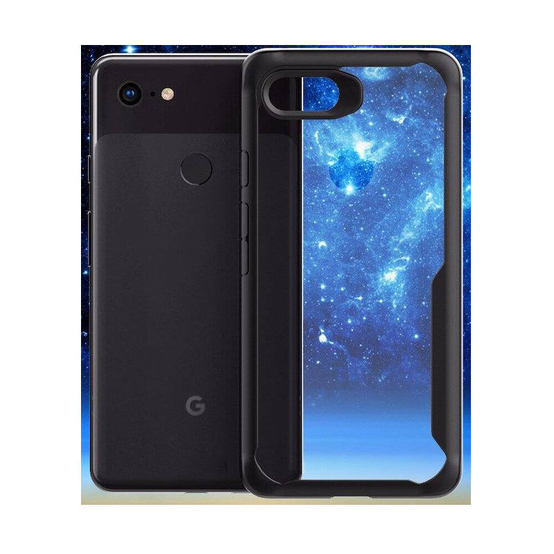 Picture of For Google Pixel 3 Cover German Bayer Imported Tpu Back Cover Shock Proof Anti Slip Black Bumper & Clear Transparent Back Pc Soft Tpu Back Cover Case