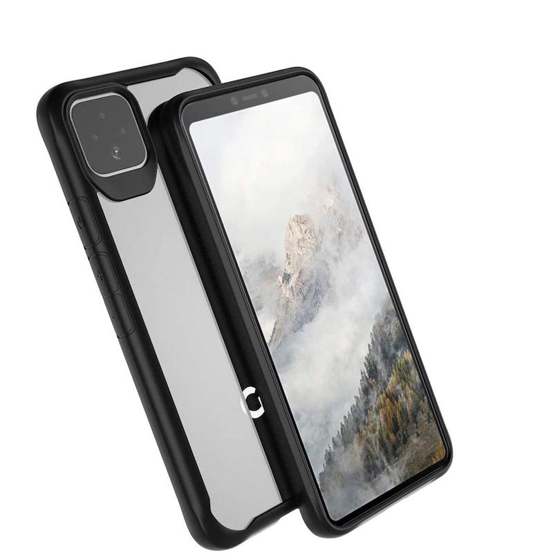 Picture of For Google Pixel 4 Cover German Bayer Imported TPU Back Cover Shock Proof Anti Slip Black Bumper & Clear Transparent Back PC Soft TPU Back Cover Case