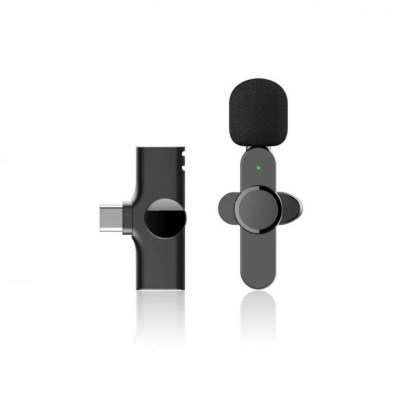 Picture of K9 Wireless Bluetooth Lavalia Microphone Portable Mini Type C Plug N Play Lapel Mic Auto Sync Game Phone Audio Video Vlogger Interview Mic