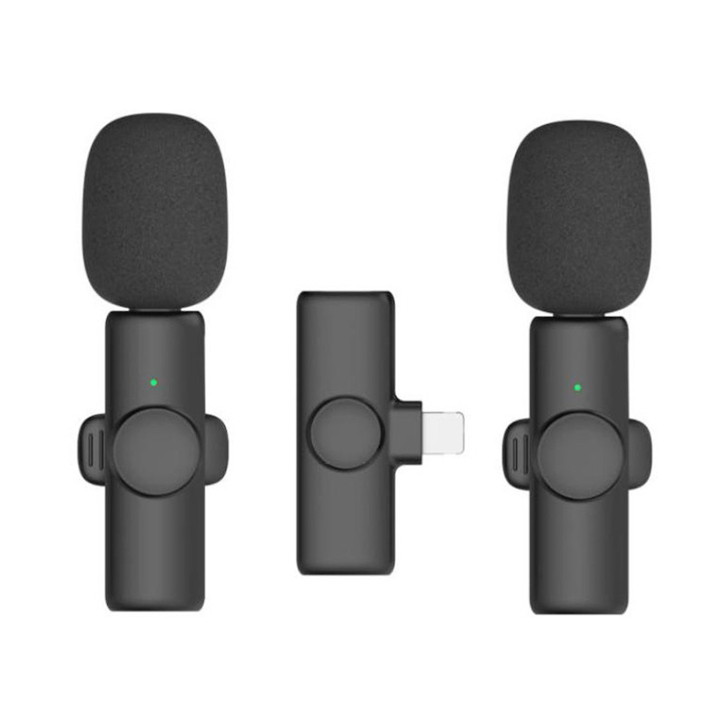 Picture of K9 Type-C Double Wireless Lavalier Microphone 2 in 1 Lapel Microphone (2 Pcs) Mic with Lightning Adapter Converter For iP Type C Earphone Jack Mobile USB-C for Recordin YouTube TikTok Facebook Live Stream