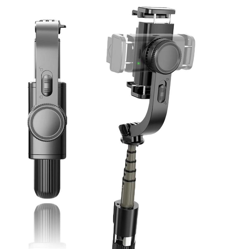 Picture of Gimbal Stabilizer Selfie Stick Tripod, L08 Anti-Shake Smart Selfie Stick Bluetooth Remote Control 360° Rotate Aluminium Alloy Tripod for iPhone Android Phone Selfie Vlog Video Live Show